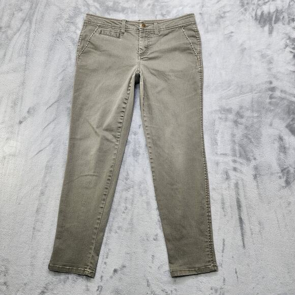 Market & Spruce Pants Womens 8 PETITE Green Low Rise Skinny Leg Stretch Preppy - Picture 1 of 13